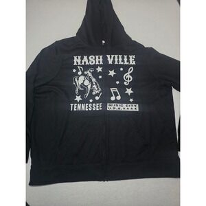 Weekend Soul Black Nashville Tennessee Music City Graphic Zip Up Hoodie Women XL